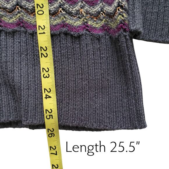 Missoni Vintage Wool Knit V-Neck Sweater Made in Italy Chevron Striped RARE Sz M - Picture 11 of 13